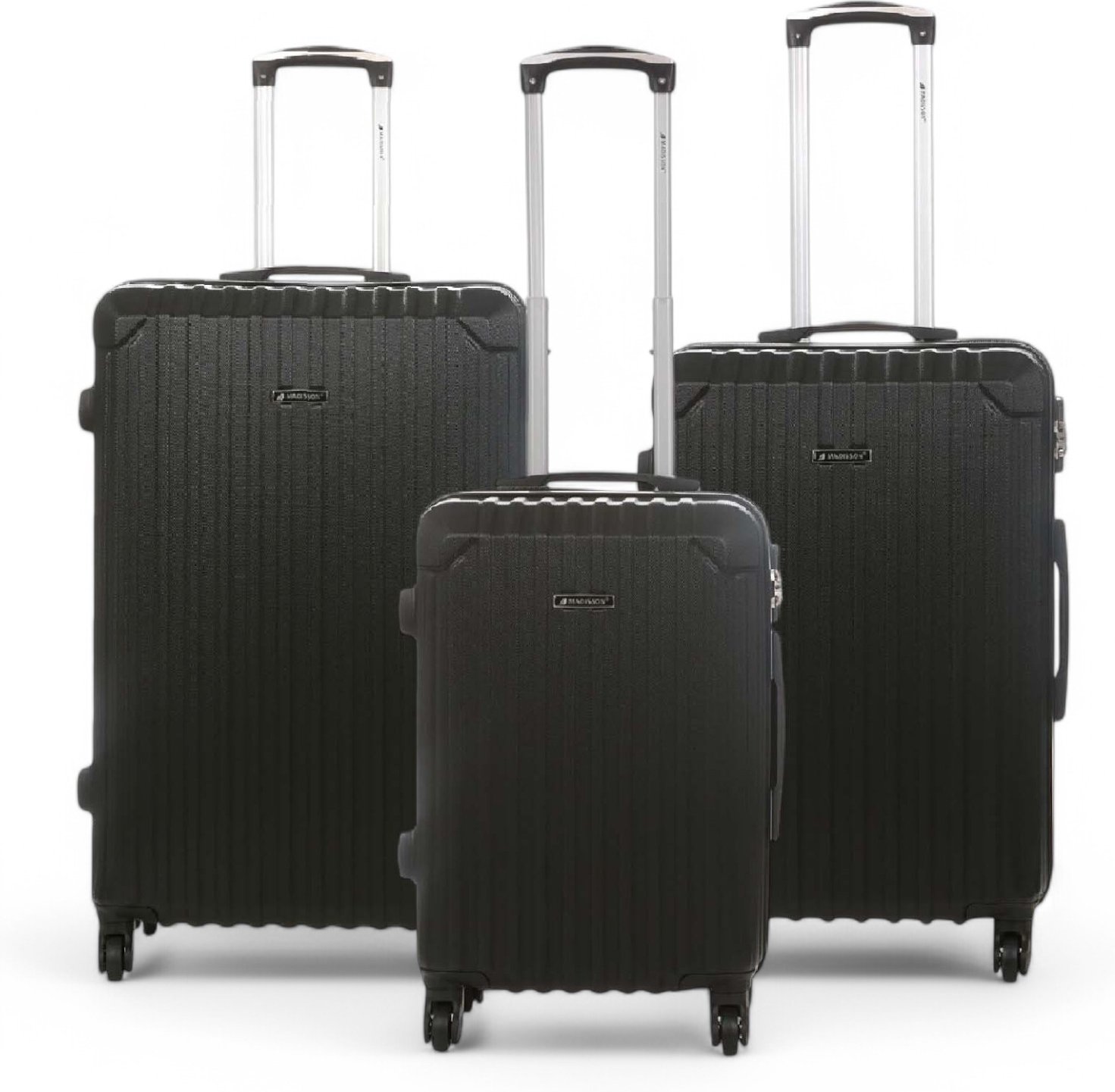 Hartschalenkoffer aus schwarzem ABS mit 8 Rädern, Reisekoffer-Set für die Kabine