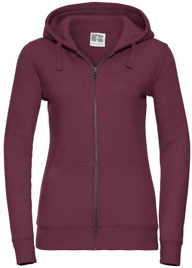 Russell - "Authentic" Kapuzenpullover Durchgehender Reißverschluss für Damen (Burgunderrot)