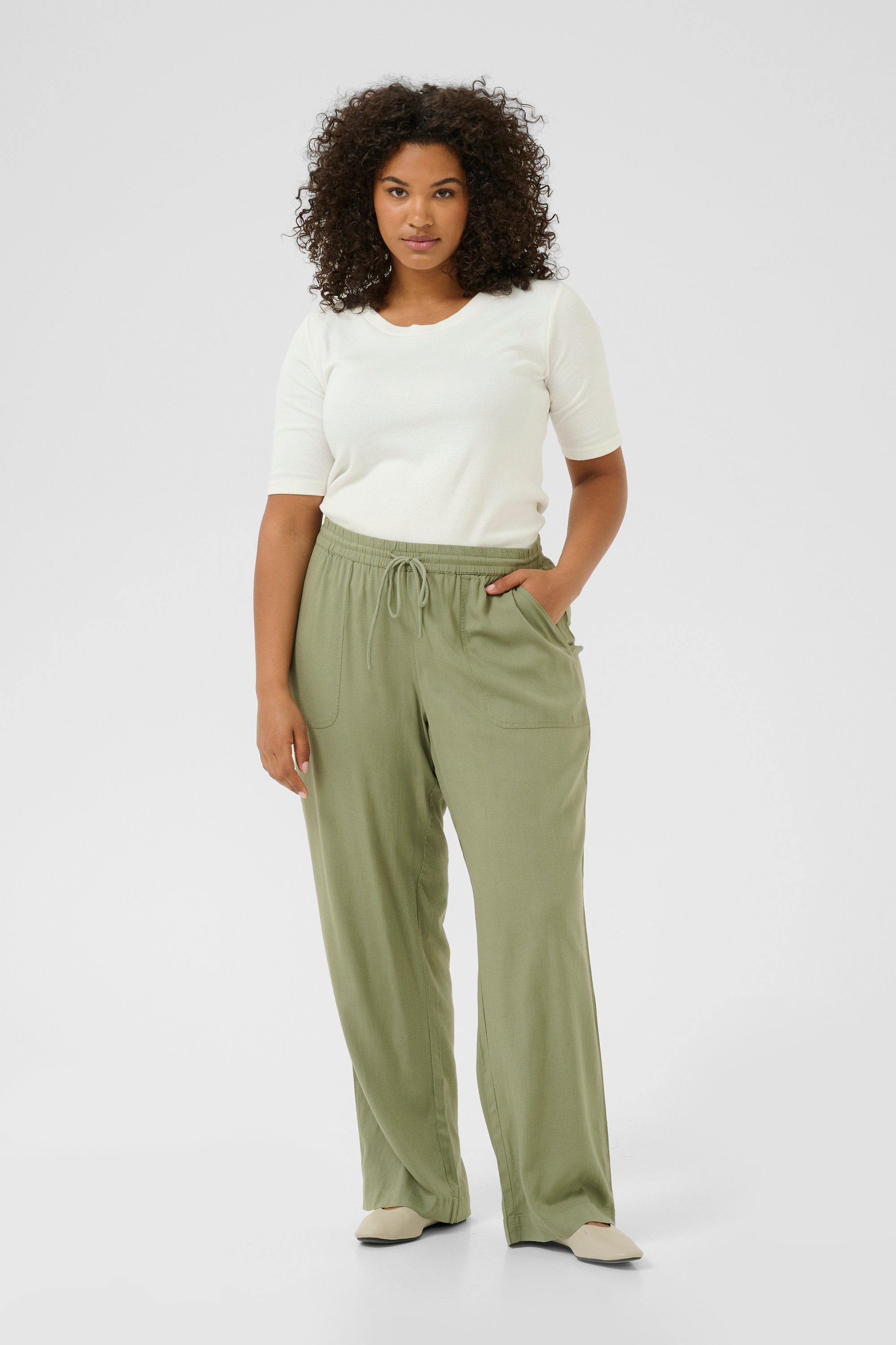 Thumbnail - Pants Suiting Loose fit Oil Green