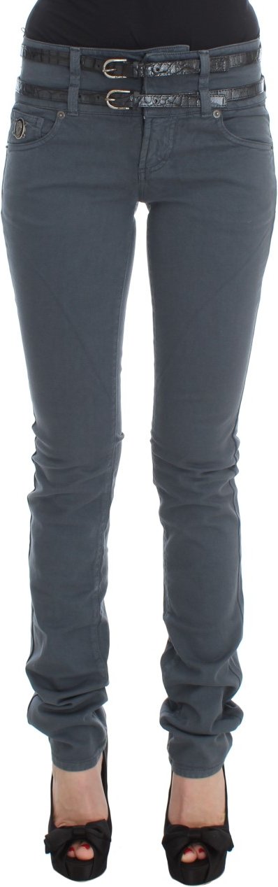 John Galliano - Jean Slim taille haute en coton mélangé bleu pour femme