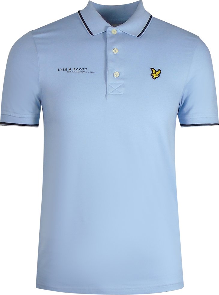 Lyle & Scott Co-Ordinates bedrucktes hellblaues Poloshirt mit gespitztem Kragen