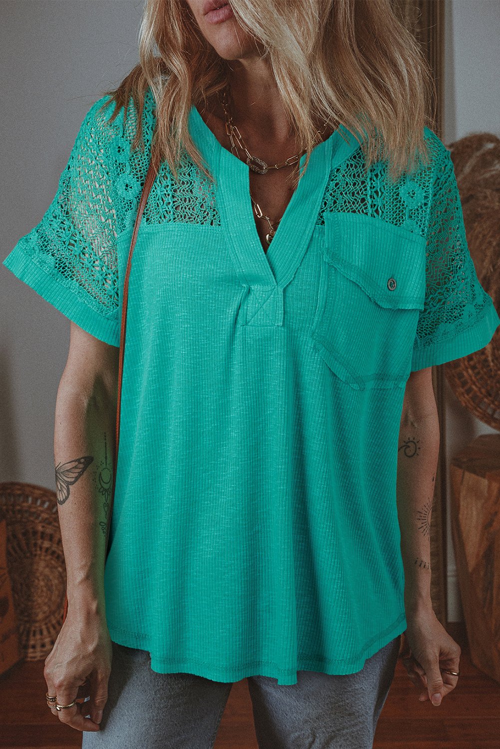 Spitzen-Einsatz Stricktop