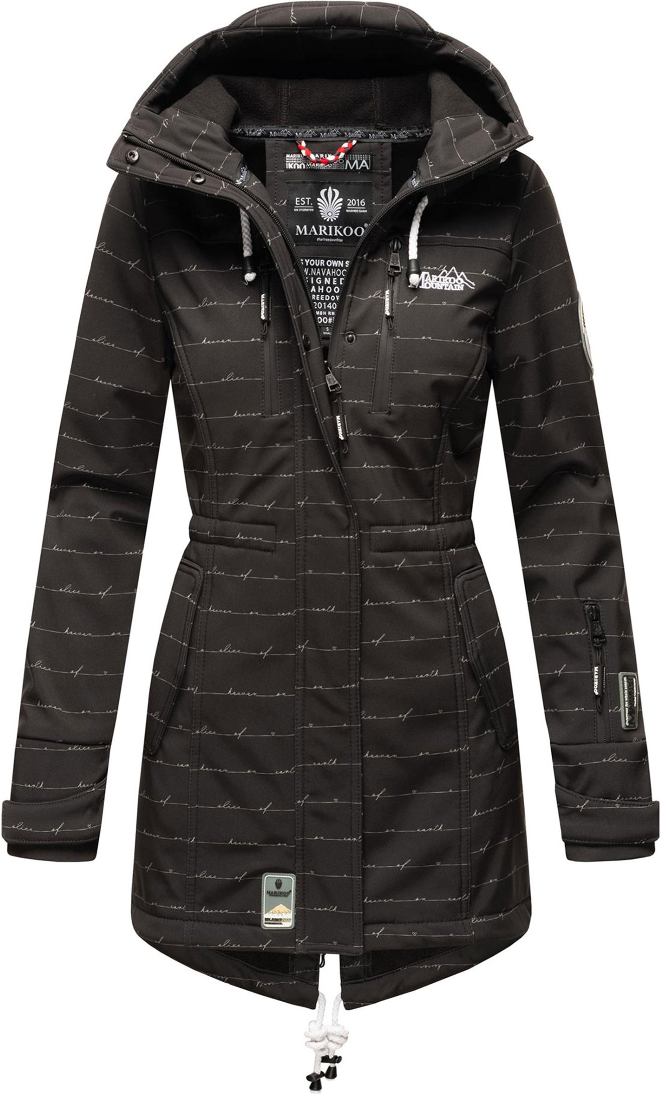 Marikoo lange Damen Steppjacke Abendsternchen mit abnehmbarer Kapuze