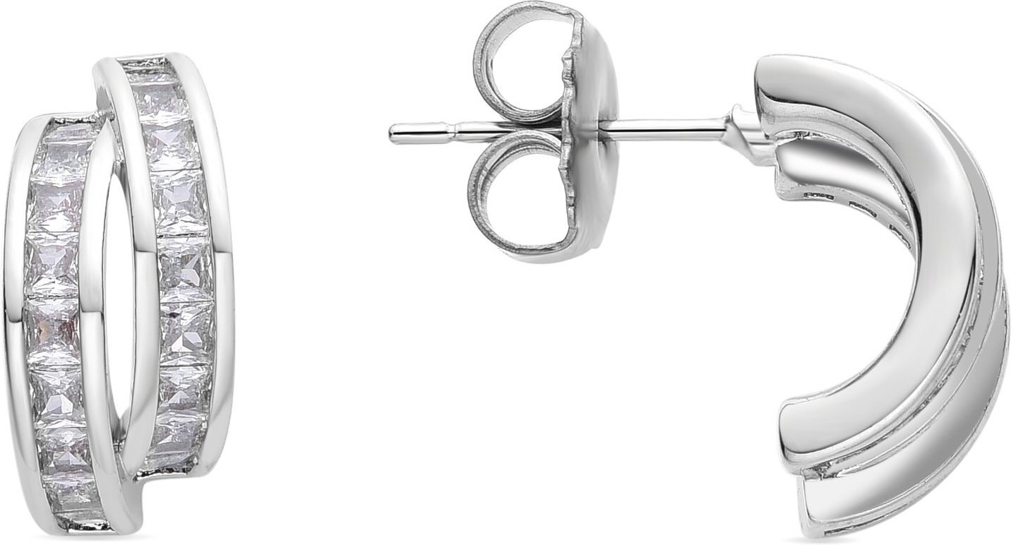 Luxenter rhodinierte Brillant-Zirkonia-Ohrringe - Axsy