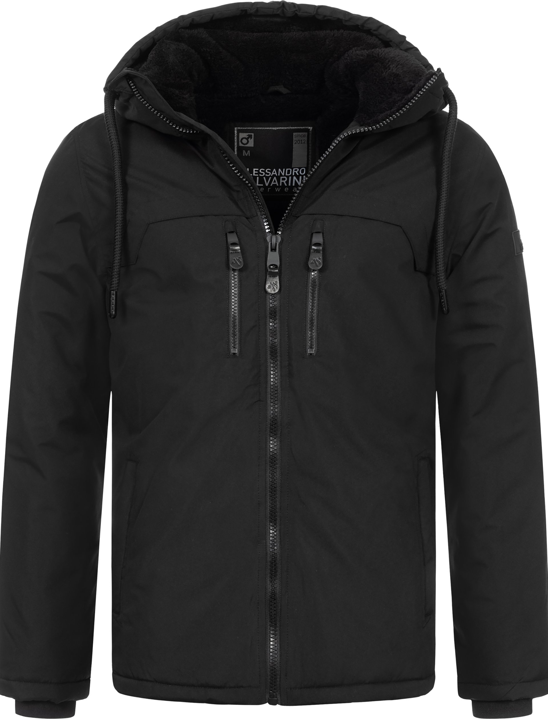 Alessandro Salvarini Herren Winterjacke AS-332 mit Teddyfell & Kapuze