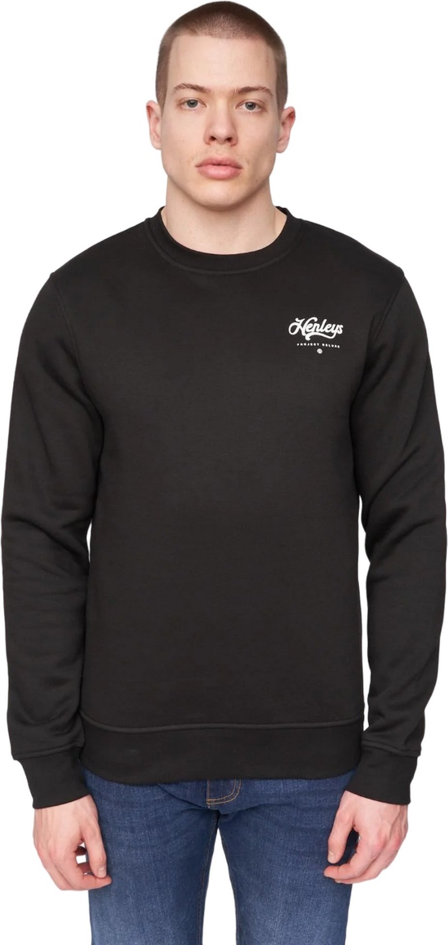 Thumbnail - Henleys - "Scripthen" Sweatshirt Rundhalsausschnitt für Herren (Schwarz)