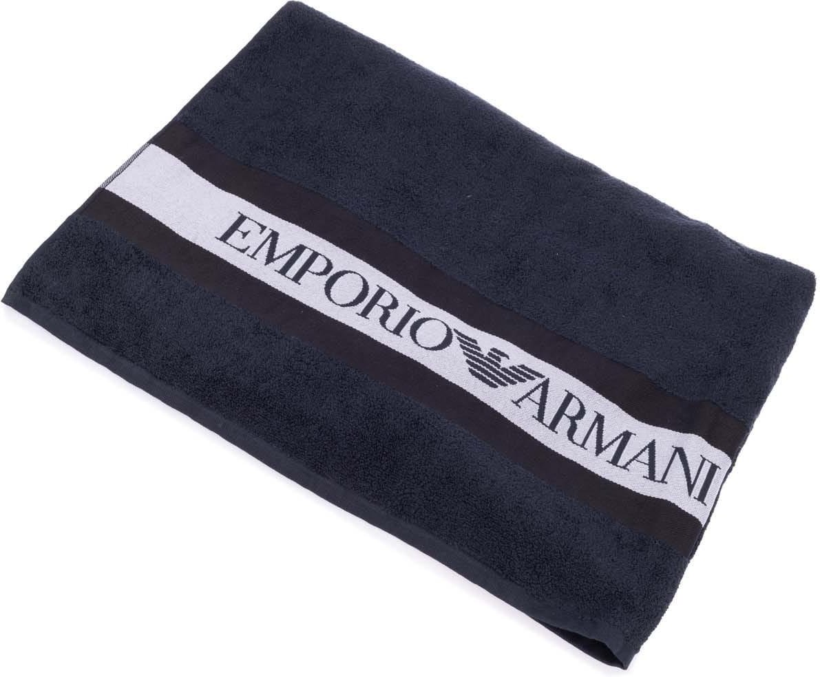 Emporio Armani - Handtuch, gewebter Stoff, Mit großem Logo (Marine)