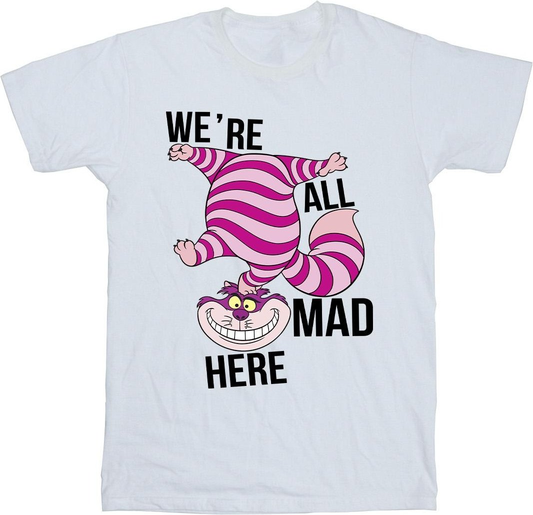 Disney - "Alice In Wonderland All Mad Here" T-Shirt für Herren (Weiß)