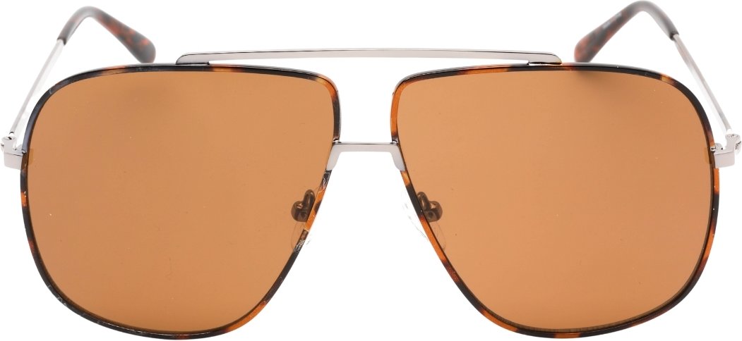 Guess Sonnenbrille mit braunen Gläsern und glänzendem hellem Rutheniumsilber