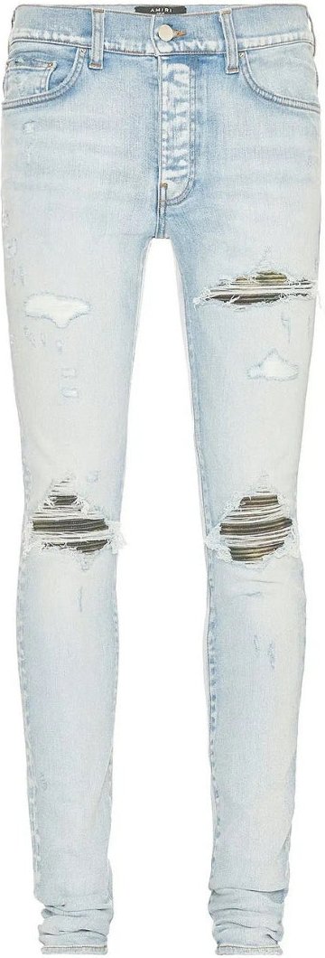 Amiri MX1 Camo Light Indigo Blue Jeans