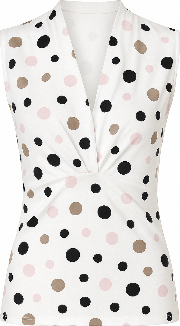 Ärmelloses Jersey-Top mit Punkten aus Viskose-Elasthan