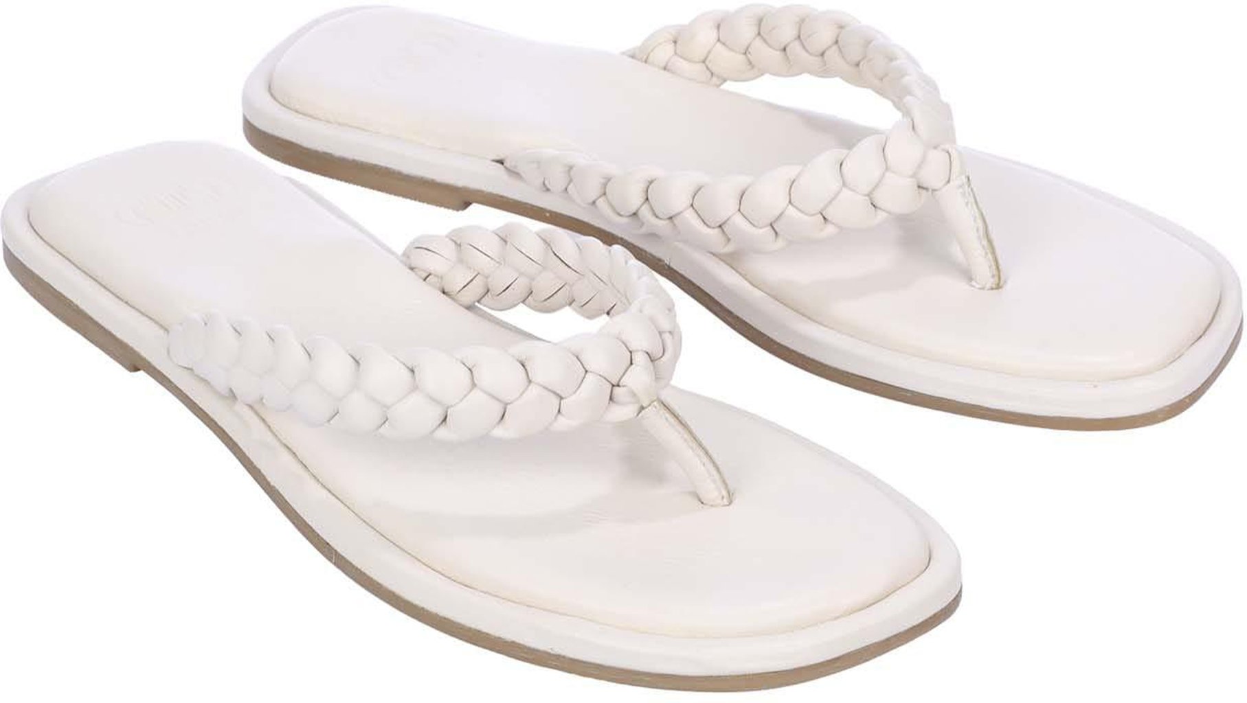 Dune London - Damen Sandalen "Loxx", Geflochten, Leder, Zehentrenner, Flach (Ecru)