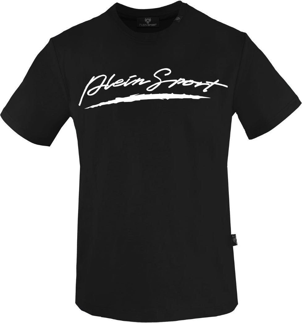 Plein Sport schwarzes T-Shirt mit großem Signature-Logo