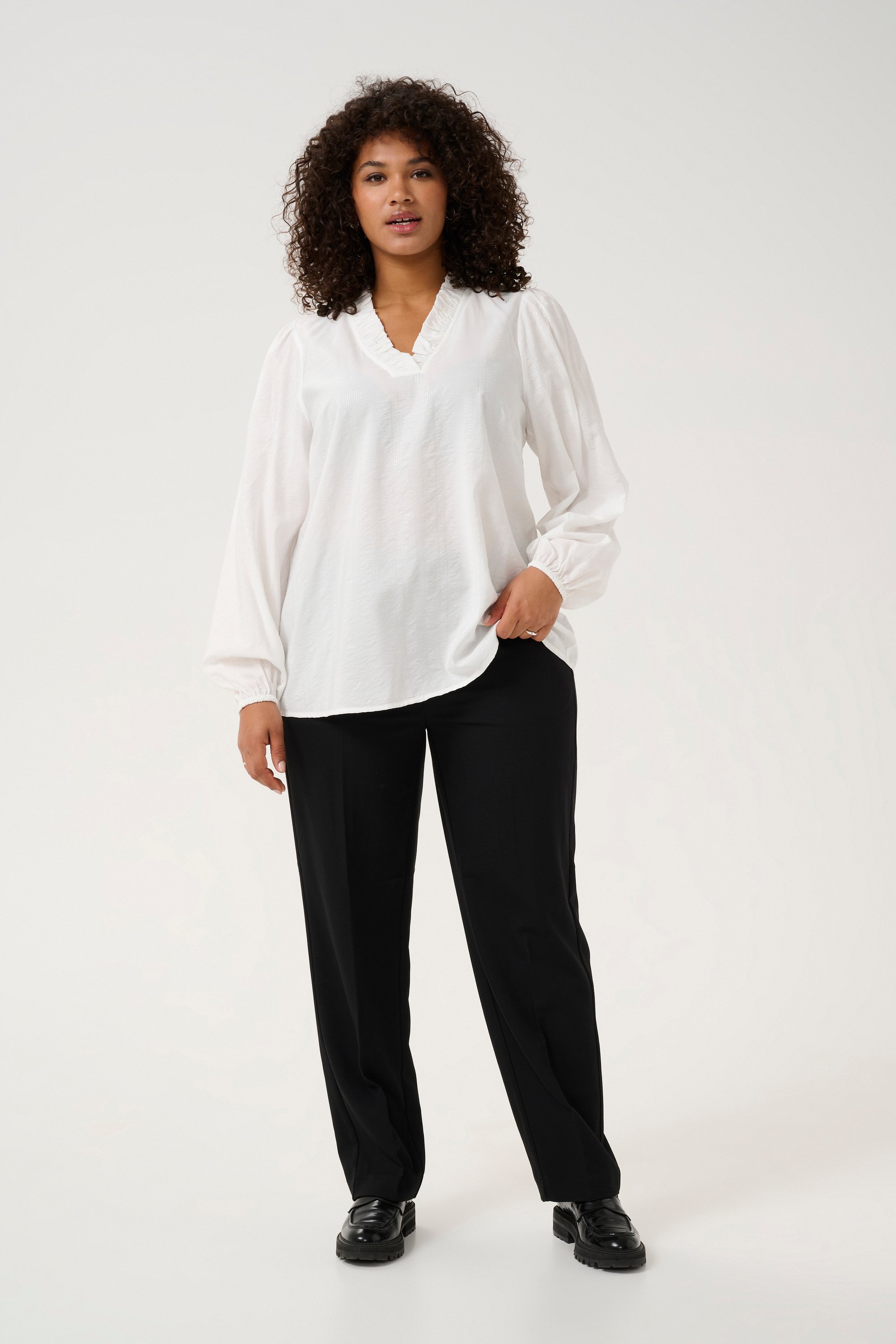 Langarm-Bluse Regular fit Chalk white