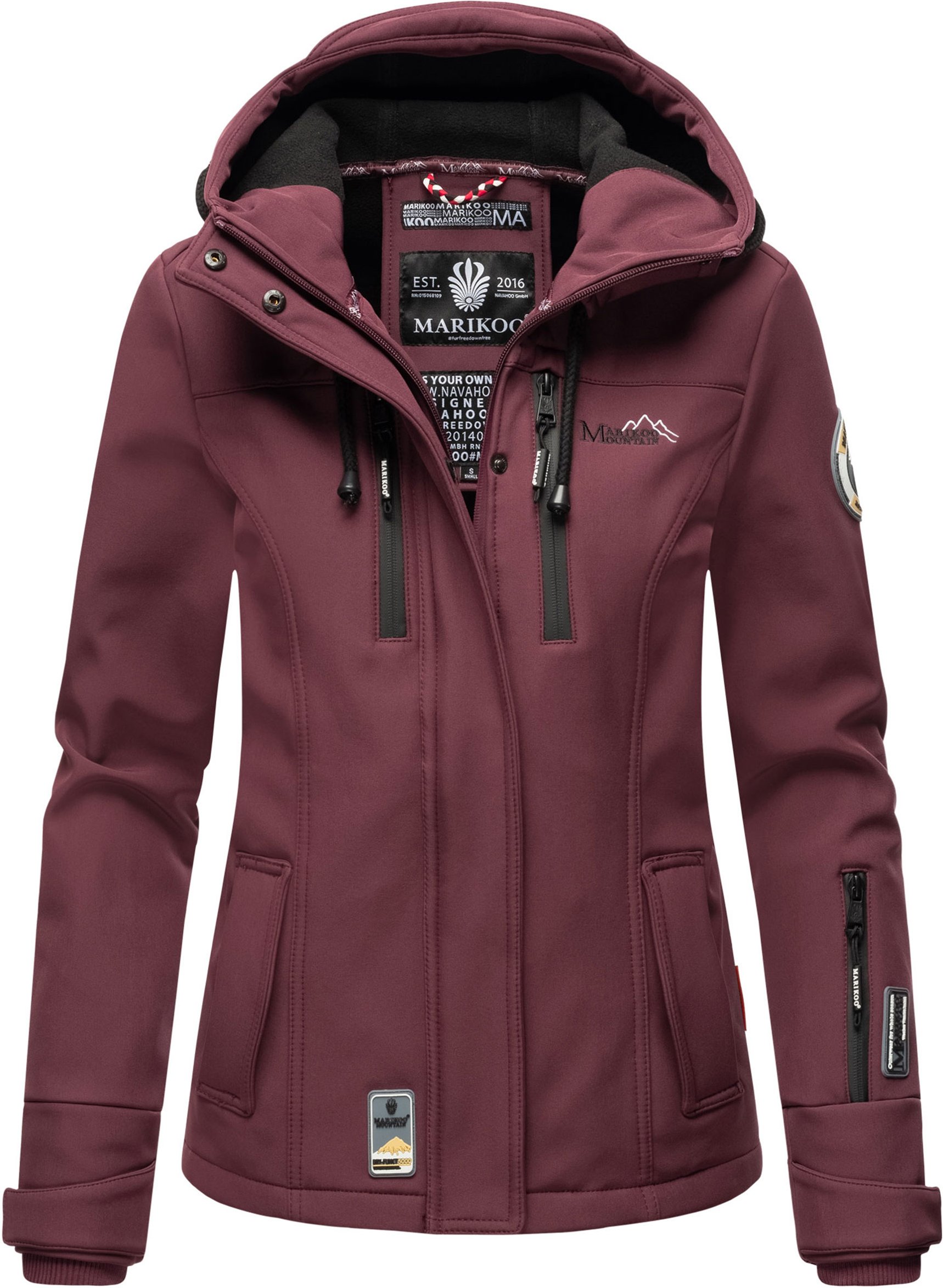 Marikoo Damen Softshelljacke – Kleine Zicke, warm mit Kapuze & Fleecefutter