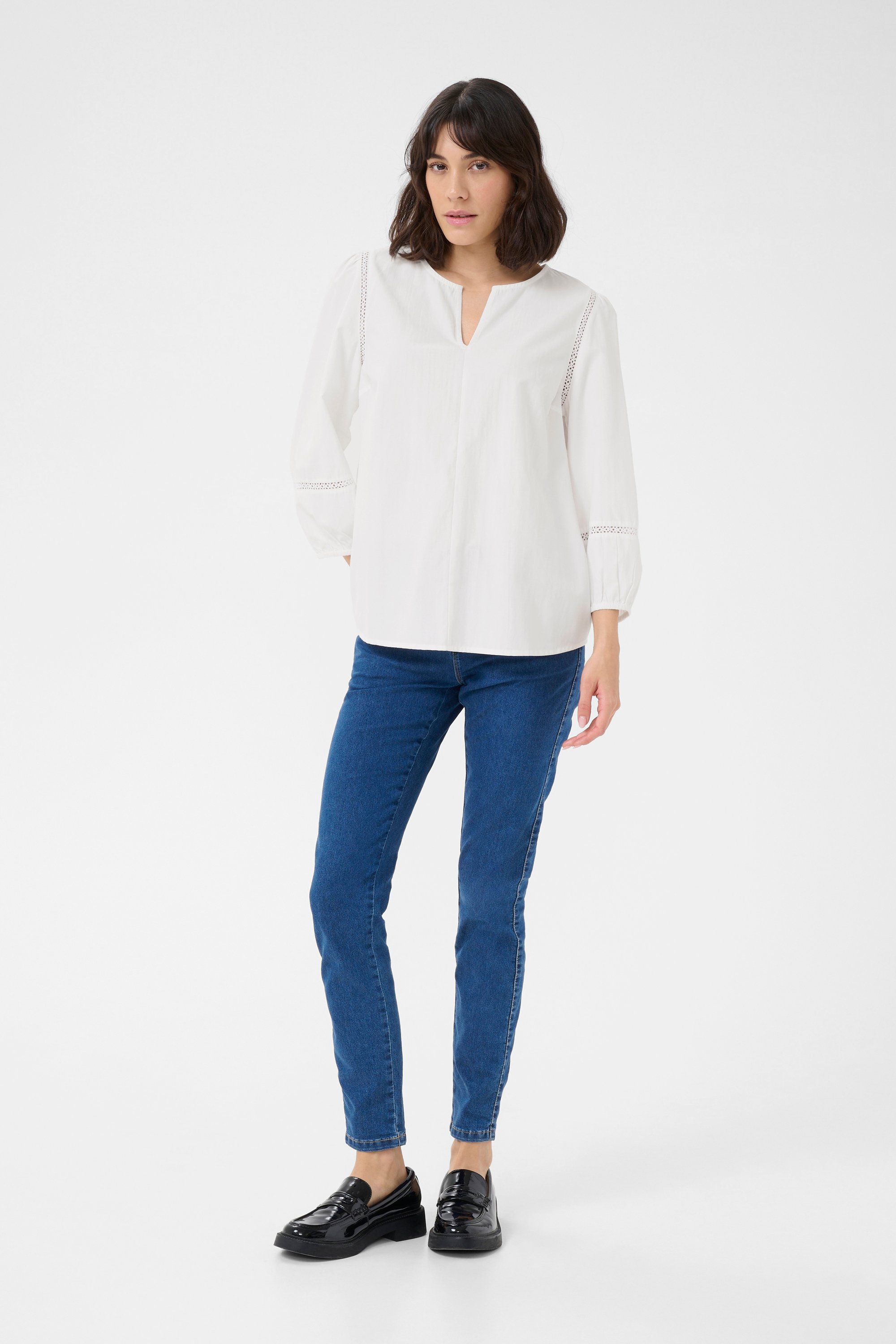 Langarm-Bluse Regular fit Chalk white