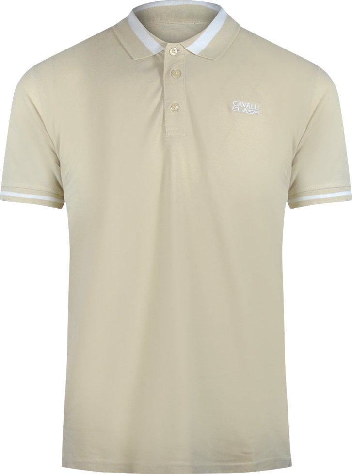 Thumbnail - Cavalli Class Poloshirt Mit Kräftigen Streifen In Beige Und Sand