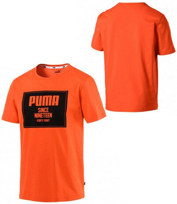 Puma Herren Rebellen Block Basic Cotton T-Shirt Orange Top Tee 852395 29