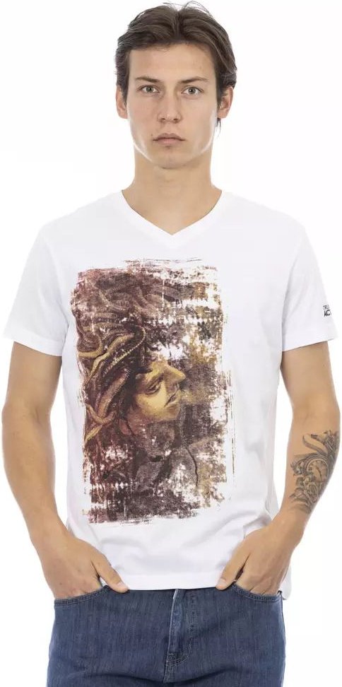 V-Ausschnitt Grafik T-Shirt Medusa Stil