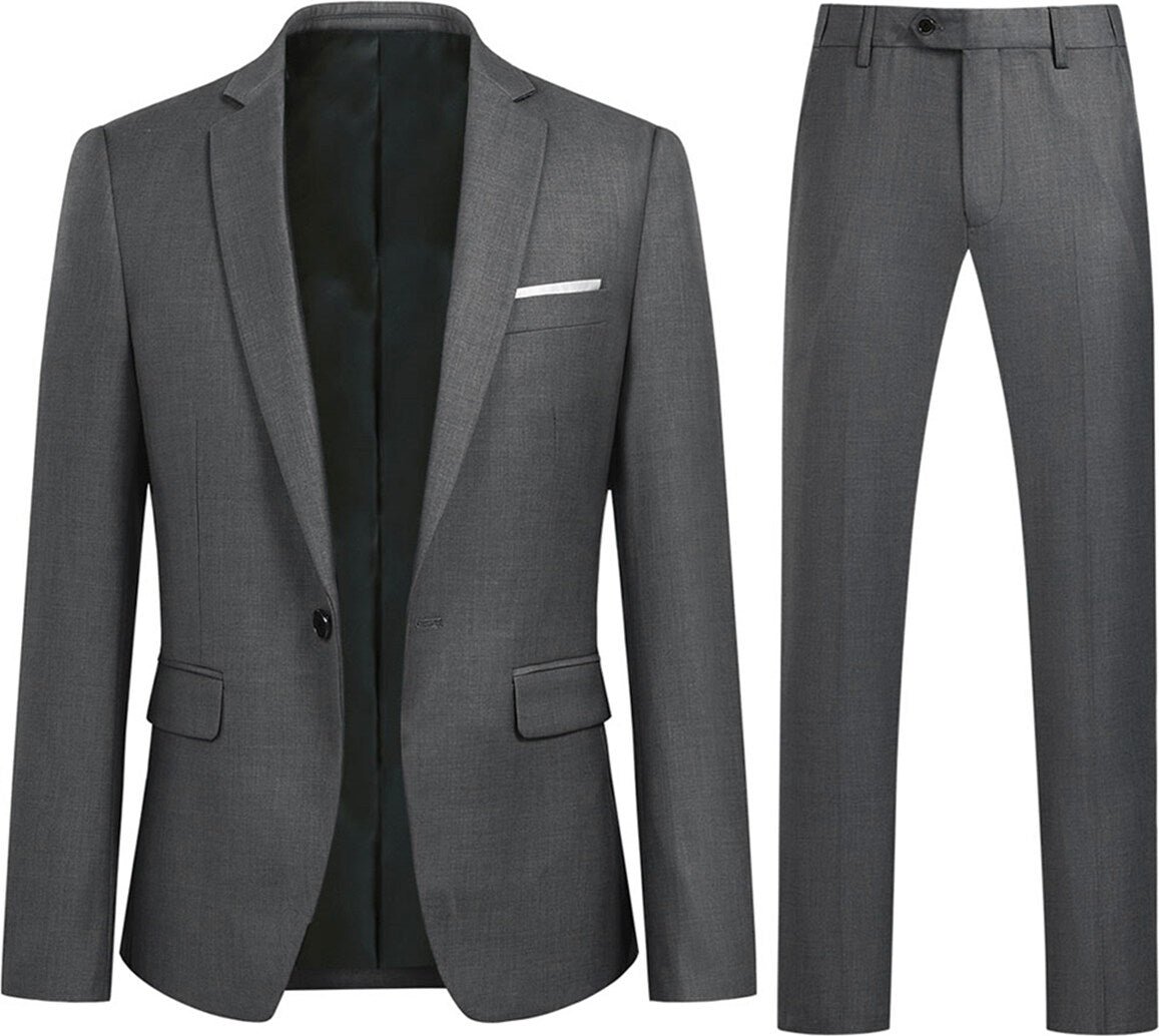 Dunkelgrauer 2-teiliger Slim Fit Anzug im minimalistischen Design