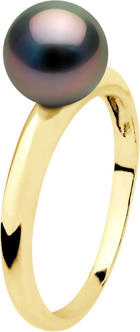 Armreif-Ring, echte Tahiti-Zuchtperle, rund, 7,5–8 mm – Gelbgold