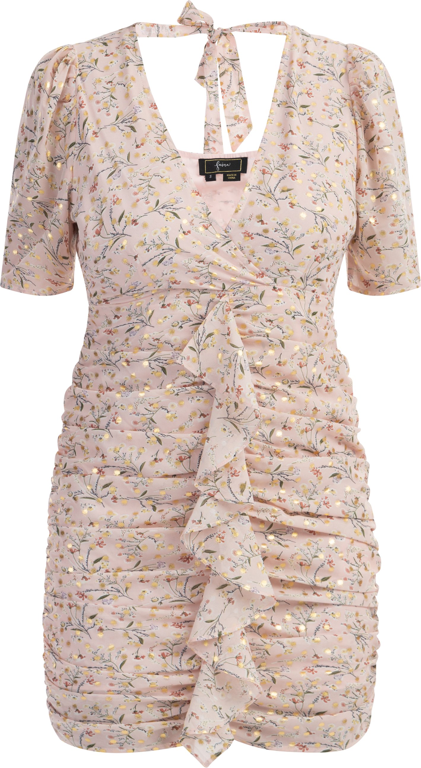 Thumbnail - Faina Drapiertes Kleid Damen Rosa Mehrfarbig