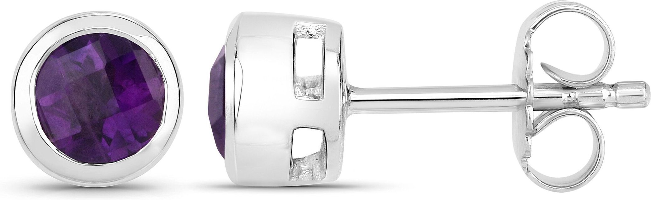 Vira Jewels Ohrstecker 925-Sterling Silber rhodiniert glänzend Amethyst violett rund