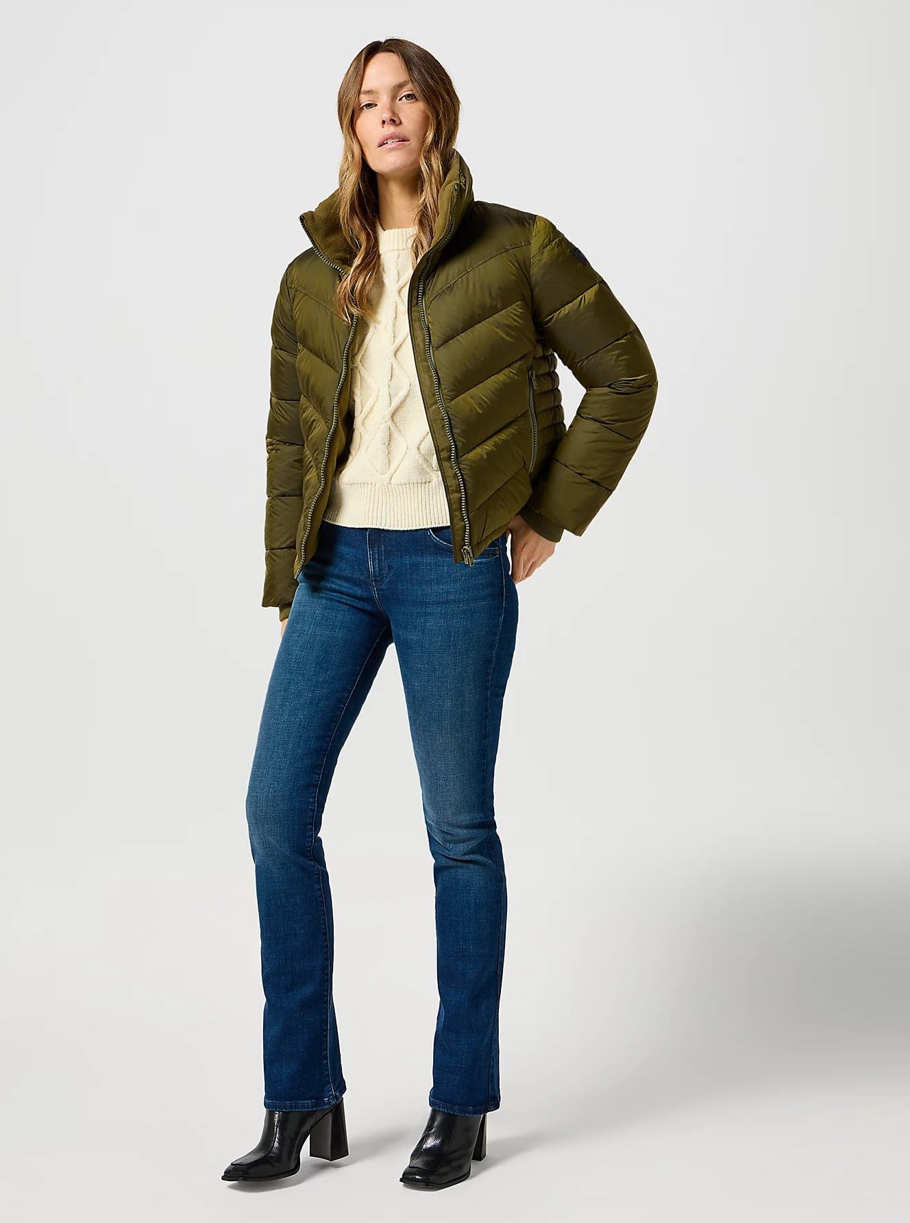 Wrangler – Kurze Steppjacke – Efeugrün