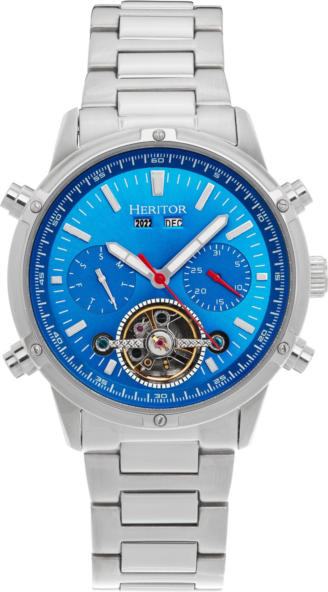 Thumbnail - Montre-bracelet semi-squelette automatique Heritor Wilhelm avec jour/date