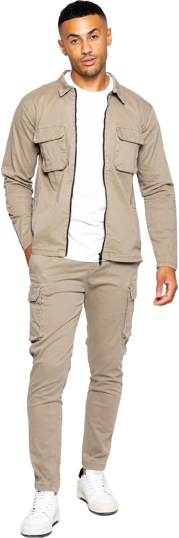 Thumbnail - Enzo | Herren Cargo-Trainingsanzug-Set - Beige