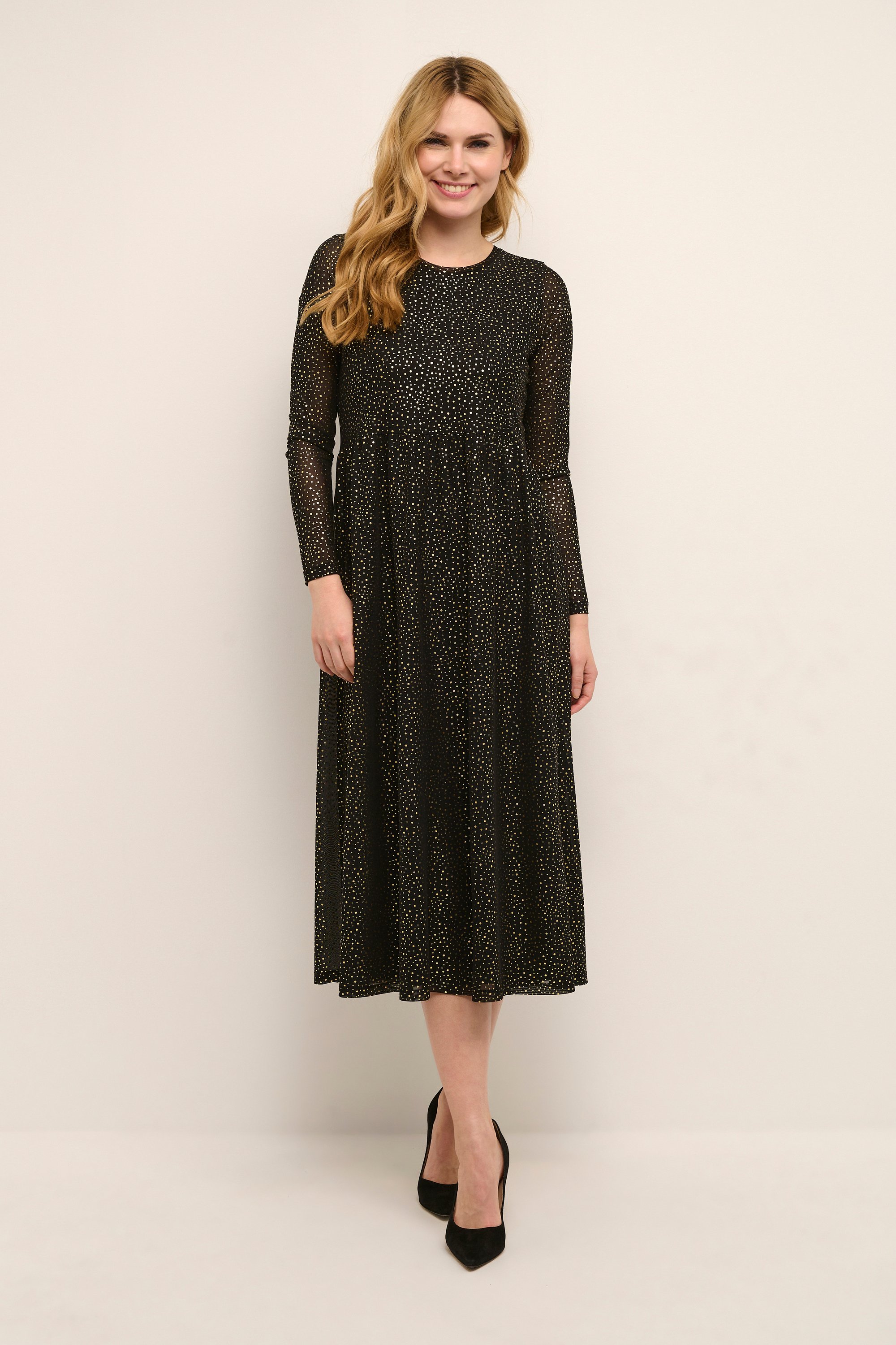 Kleid Feminine black gold