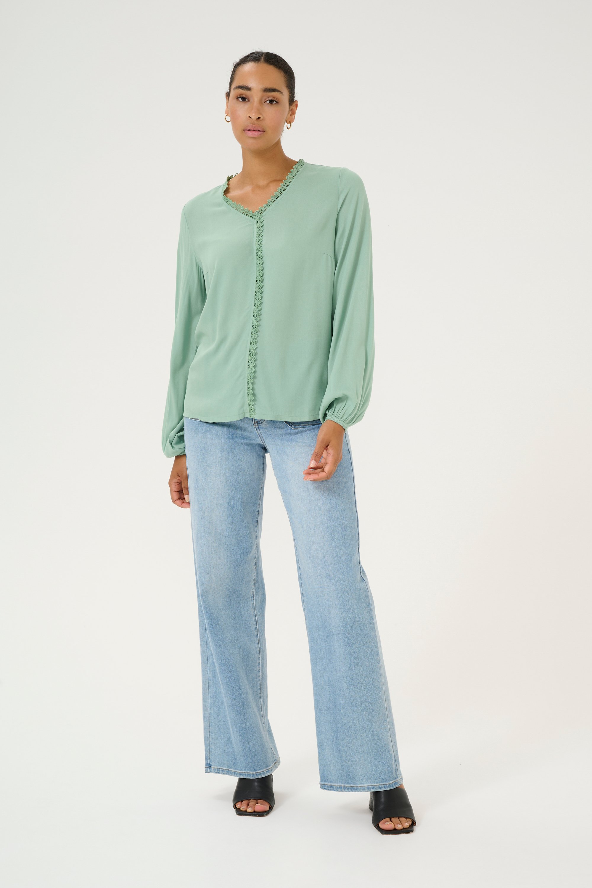 Langarm-Bluse Regular fit Granite Green