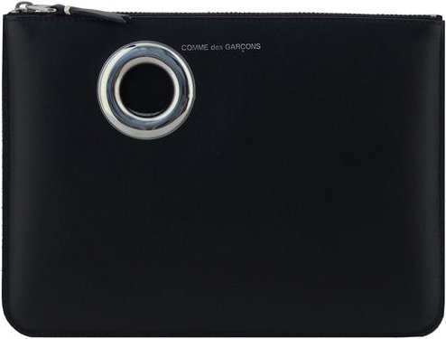 Comme Des Garçons Schwarzes Kalbleder Bos Taurus Wallet