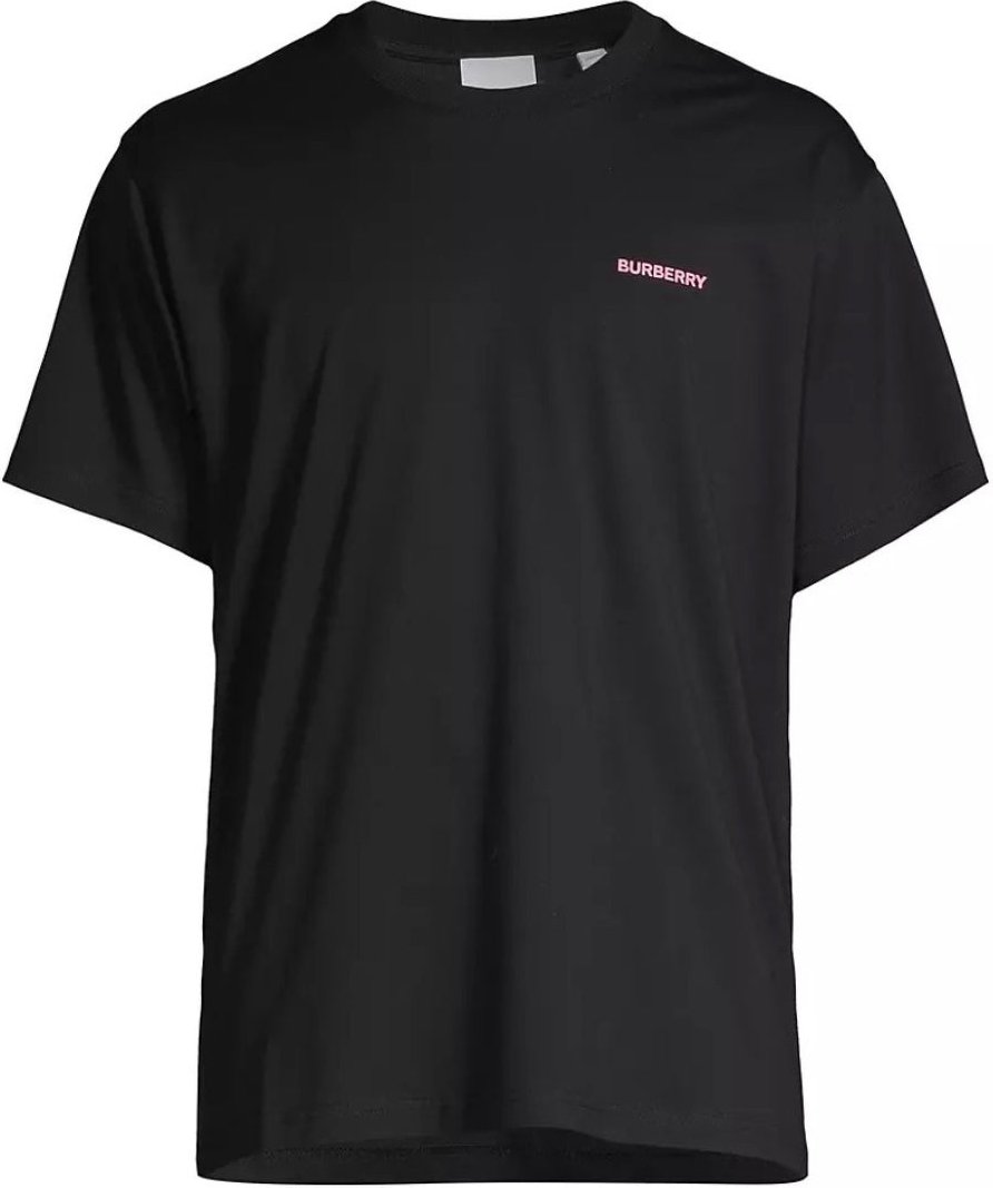 Schwarzes T-Shirt mit Burberry-Logo auf der Ruckseite