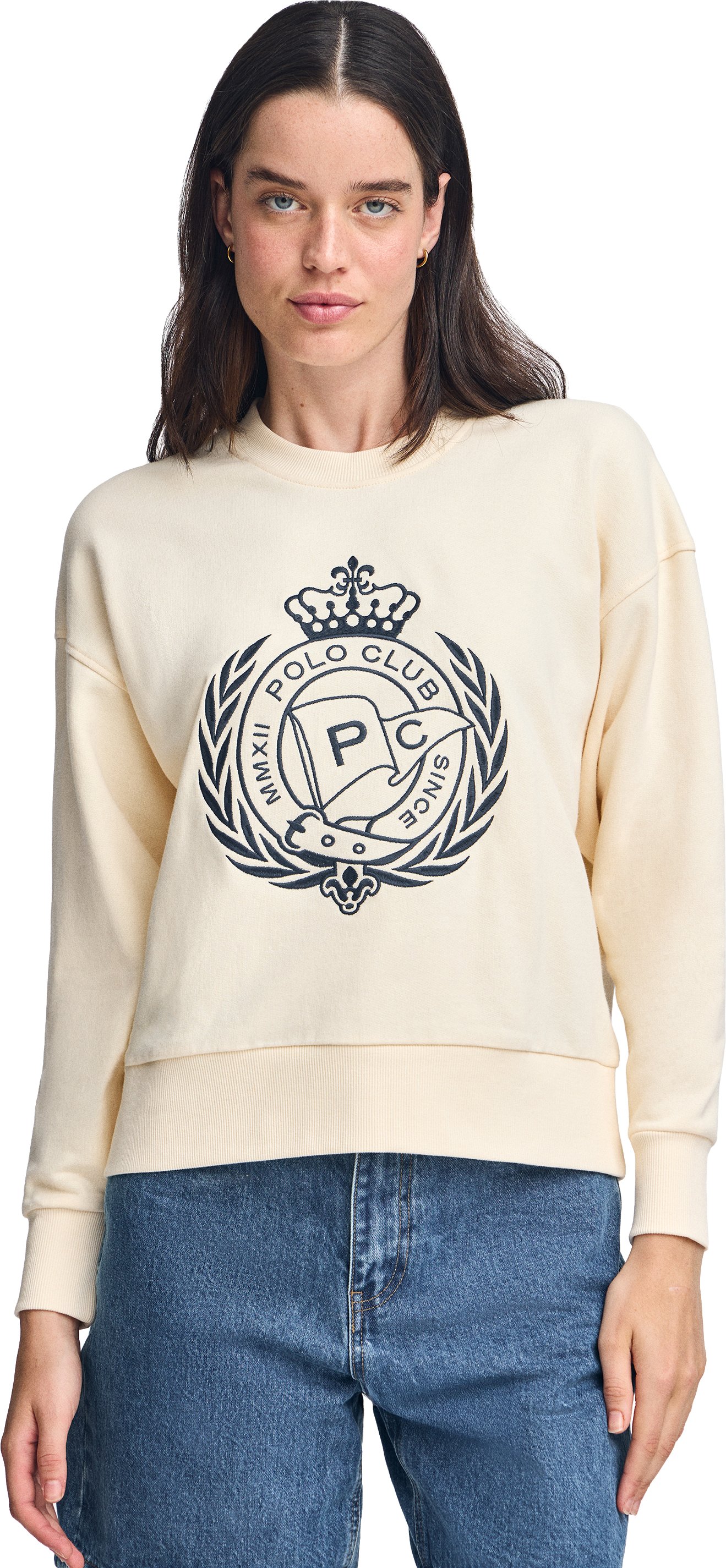 Sweatshirt Syren ecru mit maritimer Stickerei