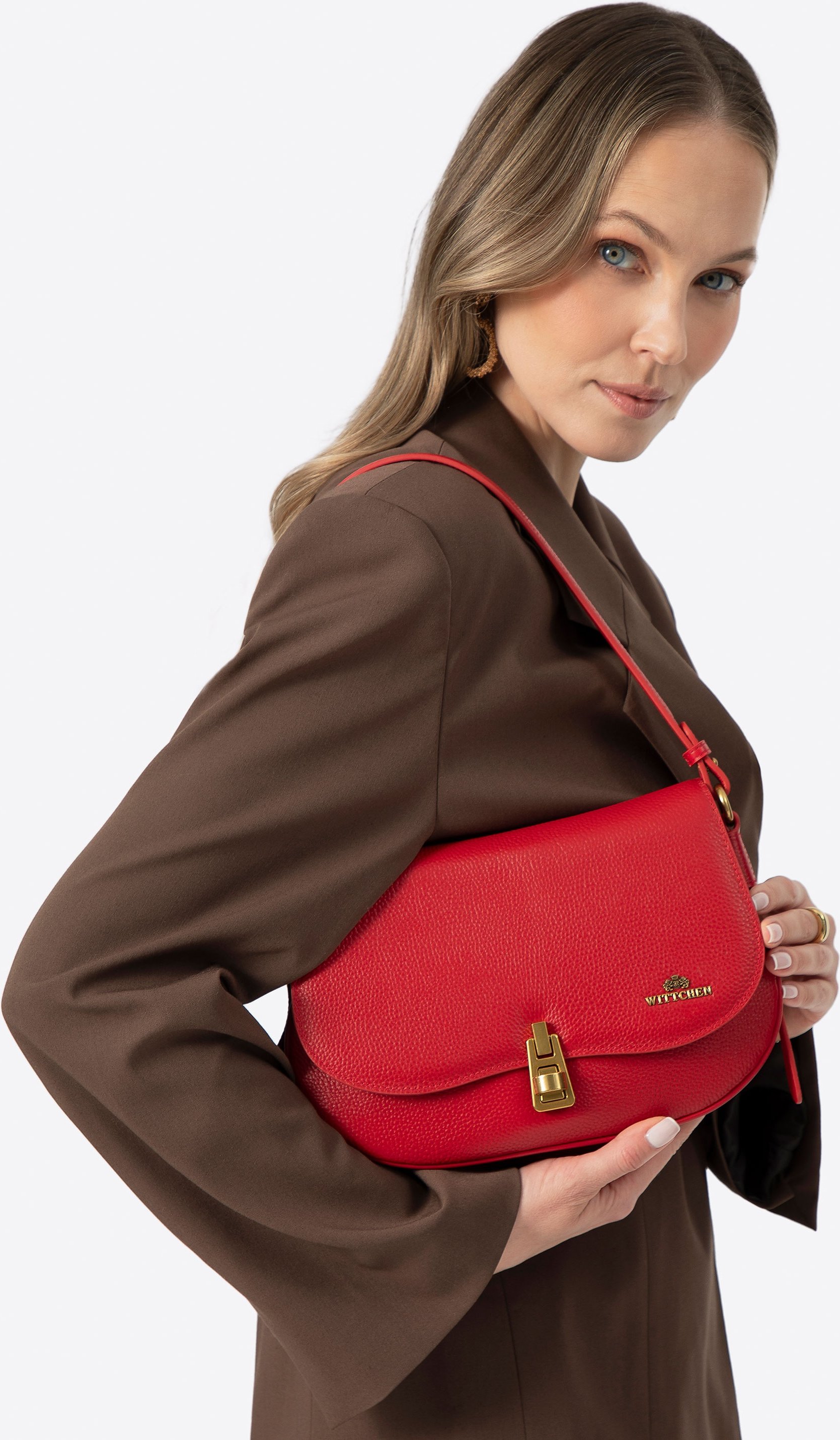Wittchen Damen-Schultertasche aus Naturleder, rot
