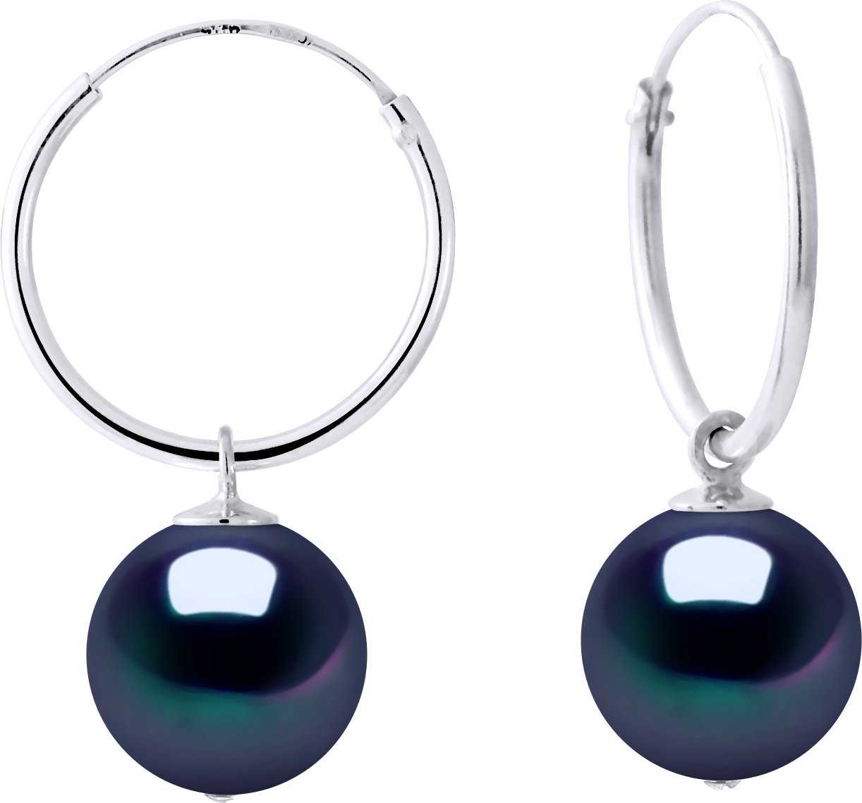 DIADEMA - Ohrringe - Weißgold und echte Süßwasserperlen - Schwarz