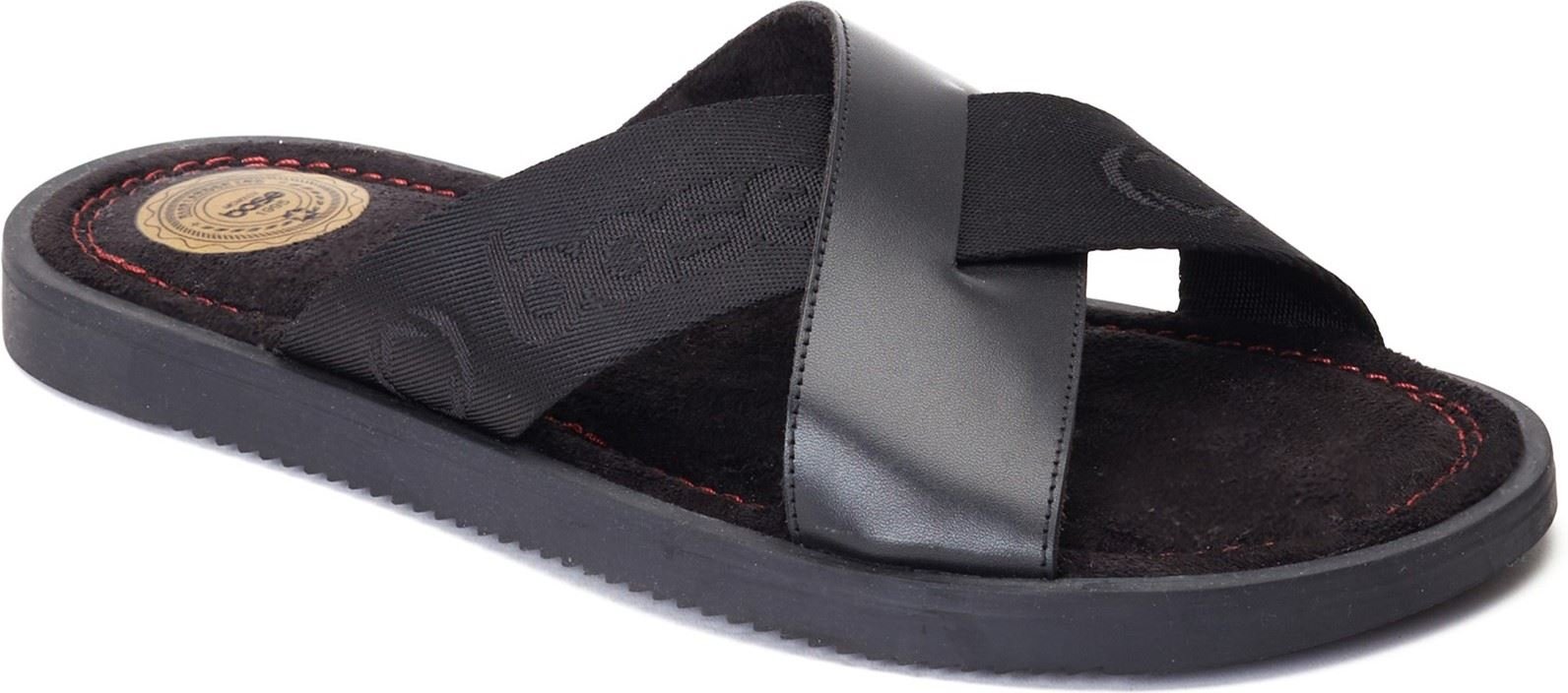 Base London Webb Herren Sandalen aus schwarzem Leder
