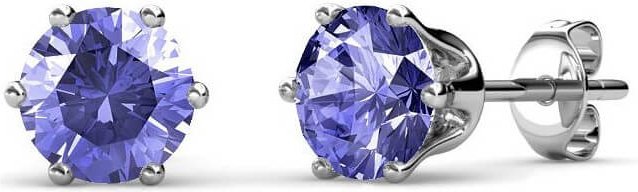 Thumbnail - Geburtsstein Februar Ohrringe - Silber und Lila