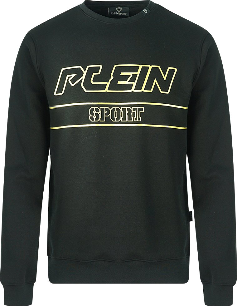Philipp Plein Sport Gold Logo Schwarzer Pullover