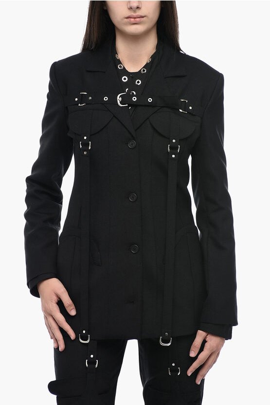 Cargo-Blazer mit Schnalle in Schwarz