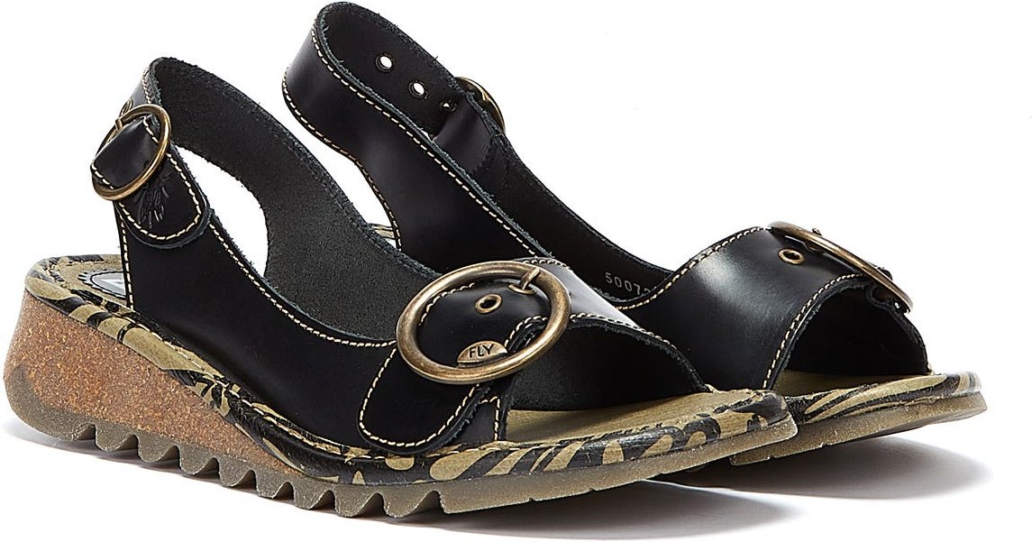 Fly London Tram723fly Damen Schwarz Sandalen