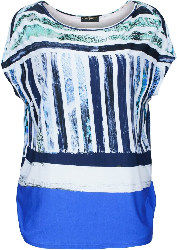 Bedrucktes eiförmiges Jersey-Oberteil – weiche Viskosemischung