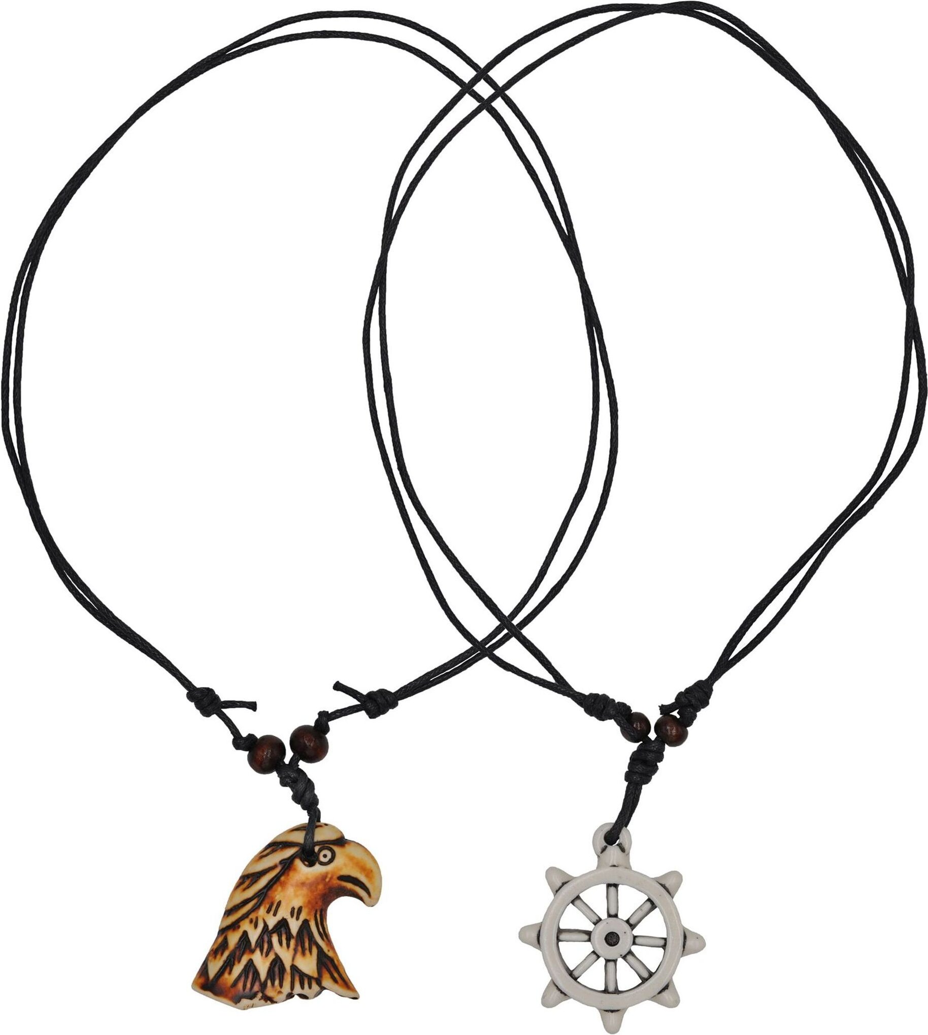 Steuer Modeschmuck Anhänger mit Kette Adler Steuerrad Textilband schwarz