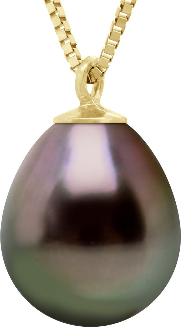 Halskette echte kultivierte Tahiti-Perle Birne 9-10 mm