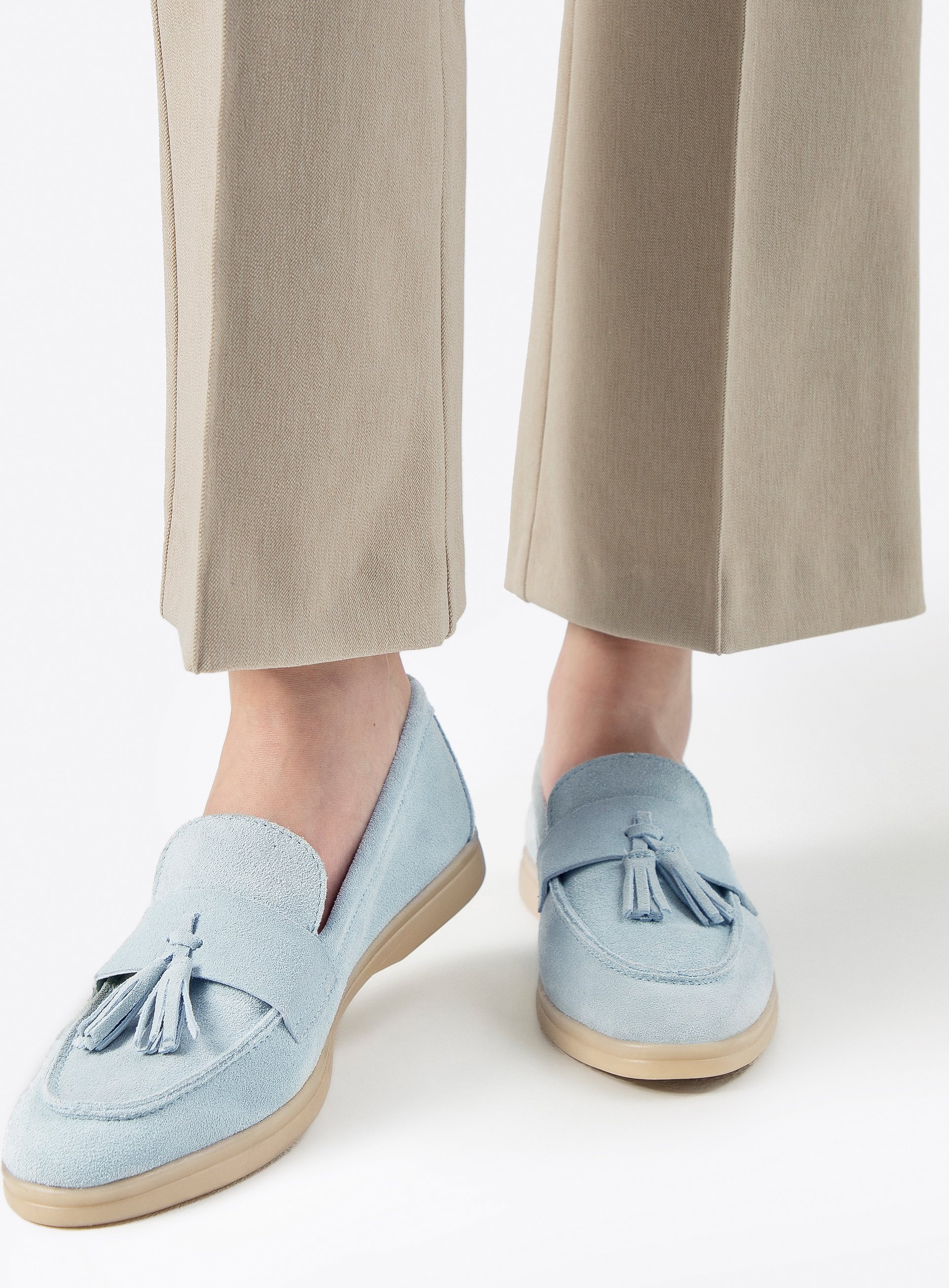 Wittchen Damen-Wildlederslipper mit Quaste, blau