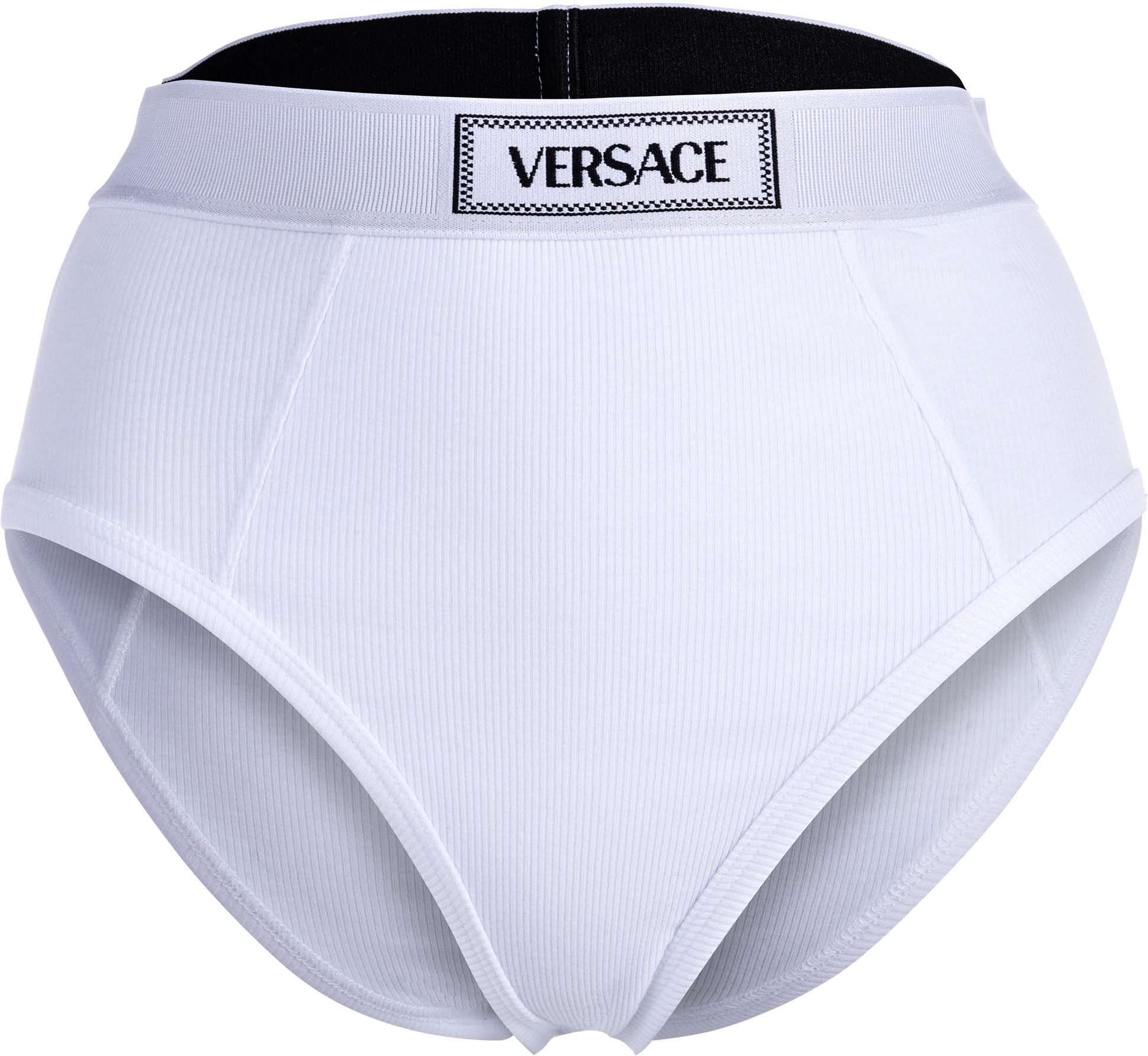 Versace Highleg Rib - Cotton Rib Elastic Canet Slip