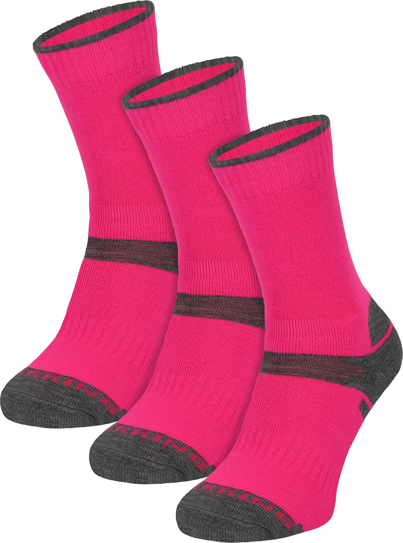 Thumbnail - 3er-Pack Kinder Merinowoll-Wandersocken | Leichte Blasenfreie Socken für Jungen und Mädchen - Pink
