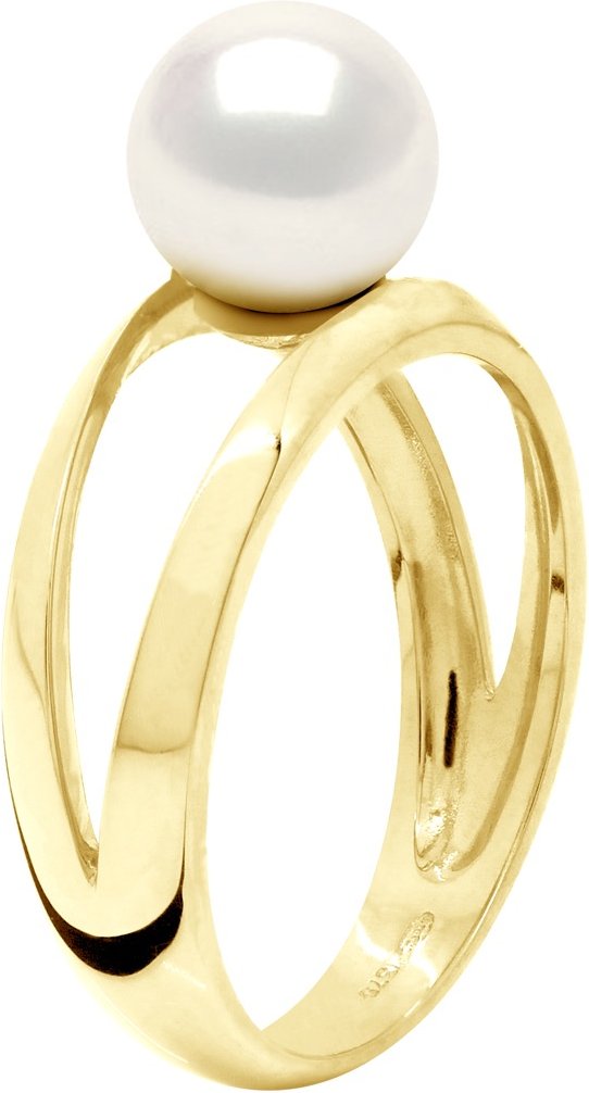 Ring – Gelbgold 375 – echte Süßwasser-Zuchtperle, rund 8–9 mm