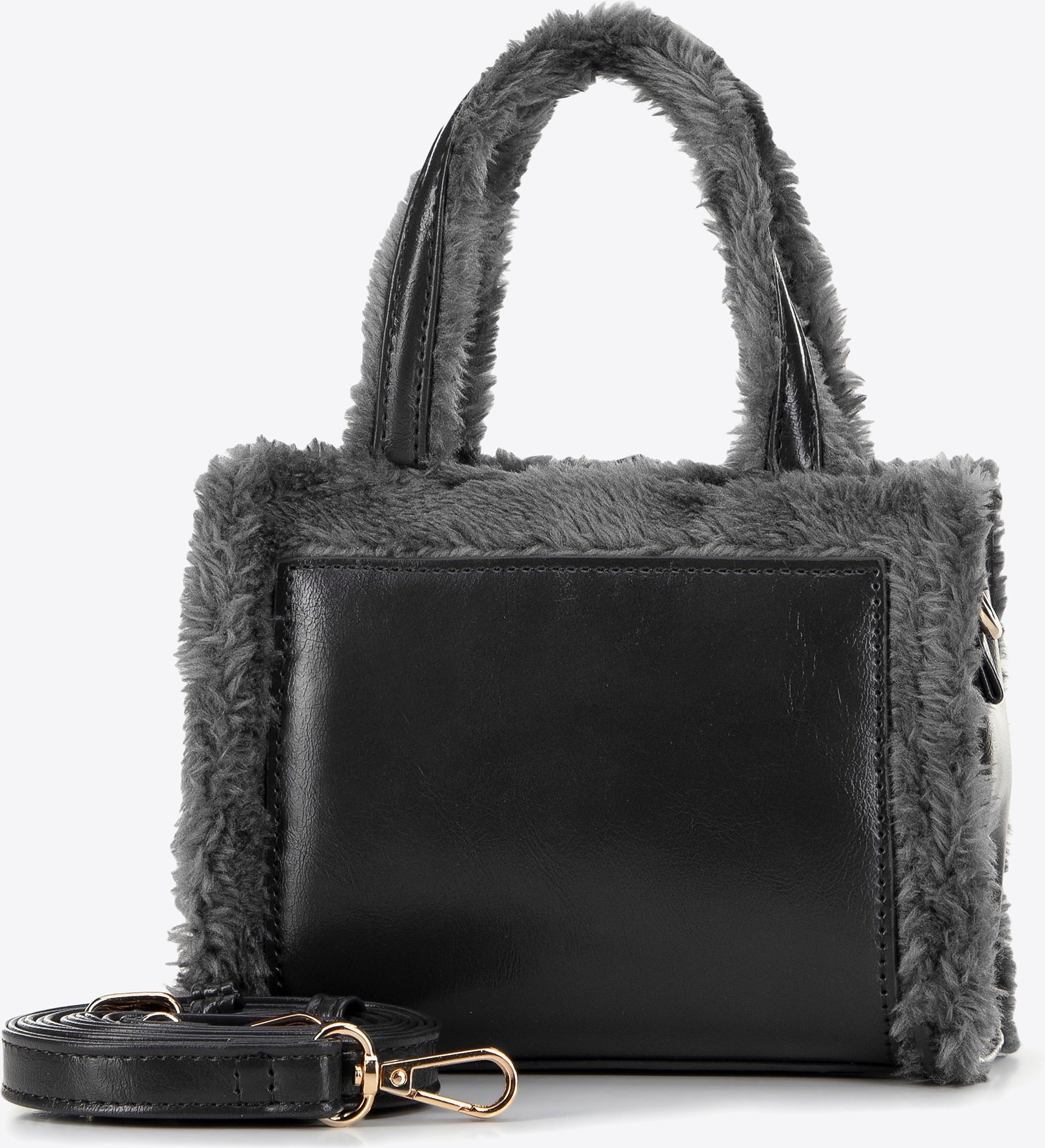 Wittchen Damen-Koffer aus Öko-Leder mit Pelzbesatz, grau